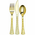 LACETAGON COLLECTION Disposable Gold Plastic Tableware Set Wedding Party Package