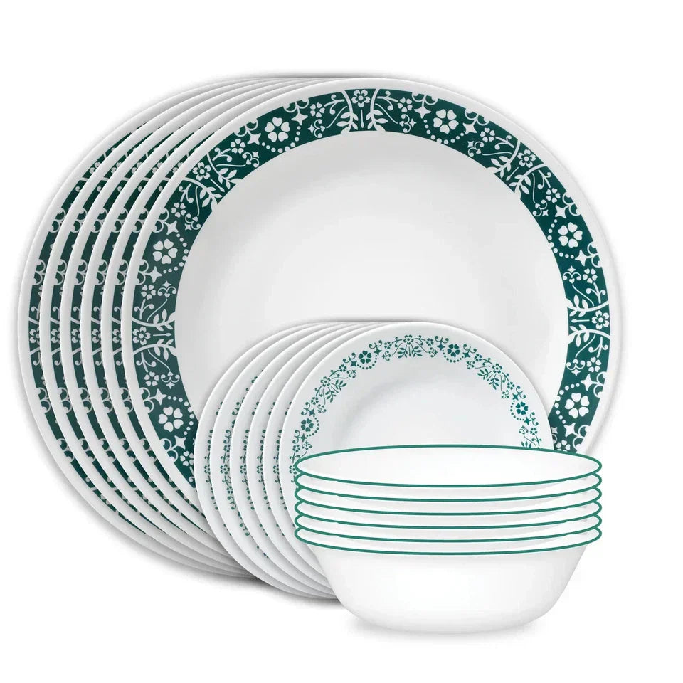 Corelle Penelope 18-Piece Emerald Green Glass Dinnerware Set Service for 6