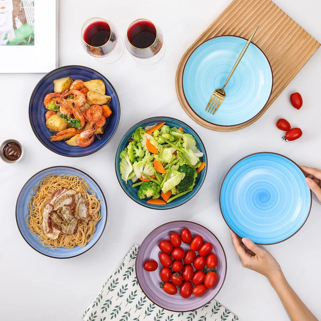 Set of 6 Ceramic Pasta & Salad Bowls, 26 oz, 8-Inch Ideal for Soup, Pasta, Salad